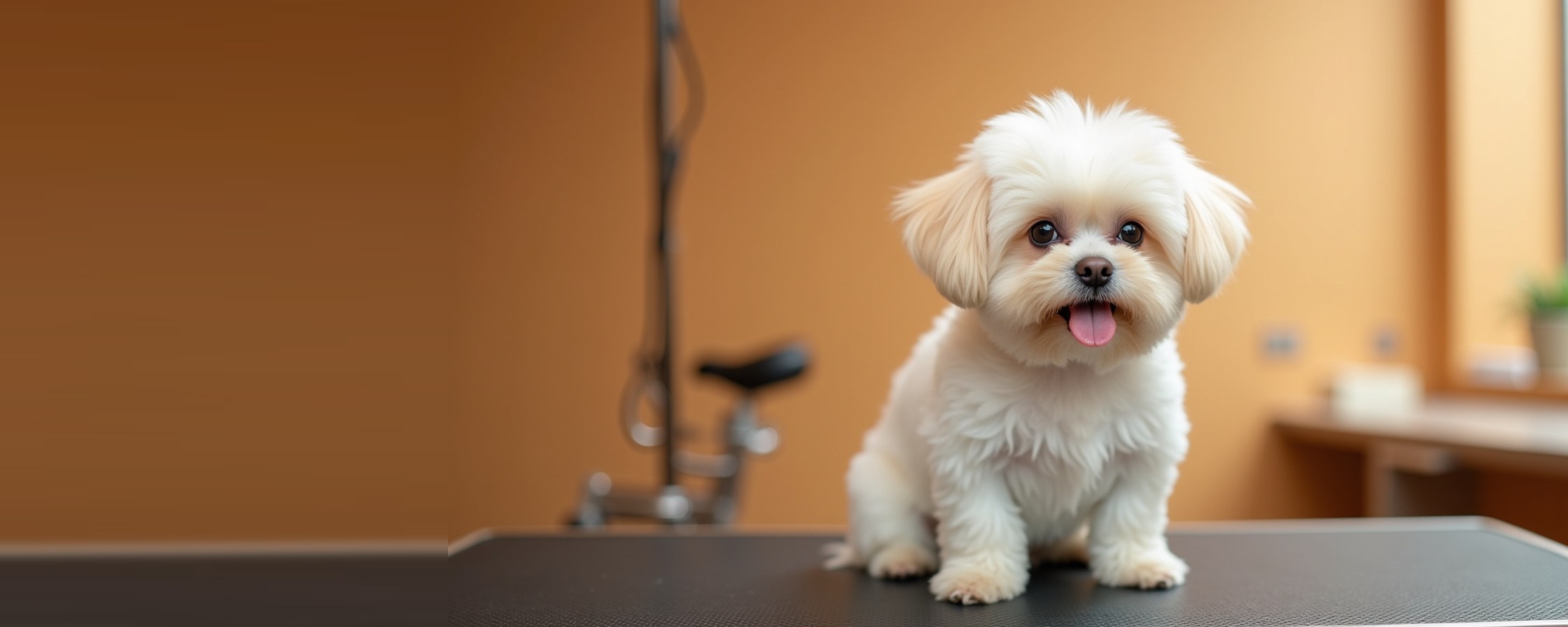 A beautifully groomed happy dog at Sun City Grooming